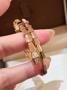 Bulgari Gold Tone Diamond Serpenti Bracelet